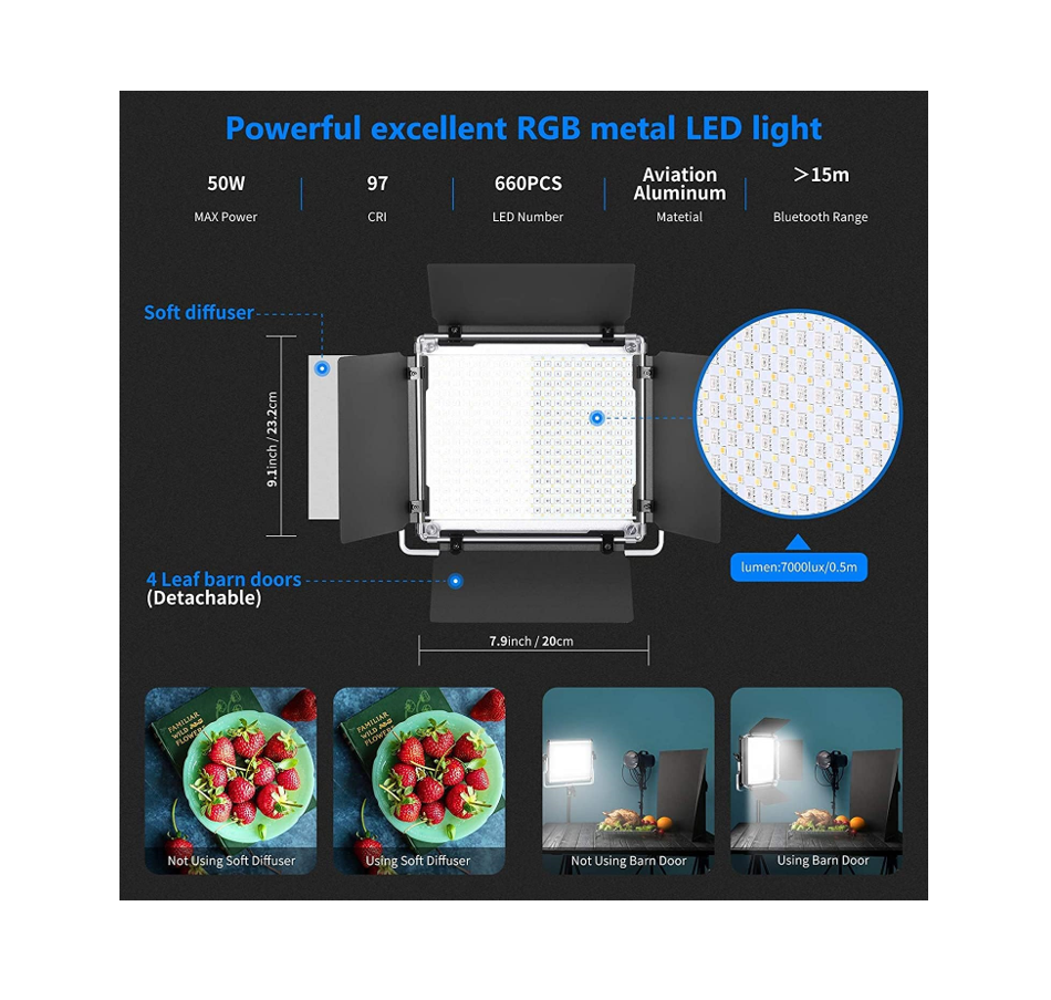 Neewer Luz LED RGB176 con control de aplicación – photostore.sv