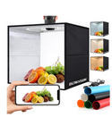 Caja de luz para fotografía de producto de 16 x 16 pulgadas (40 x 40 cm) con 120 LED y 6 telones de fondo