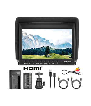 NEEWER F100 Monitor de campo HD IPS de 7” con batería NPF550 y entrada HDMI para cámaras DSLR