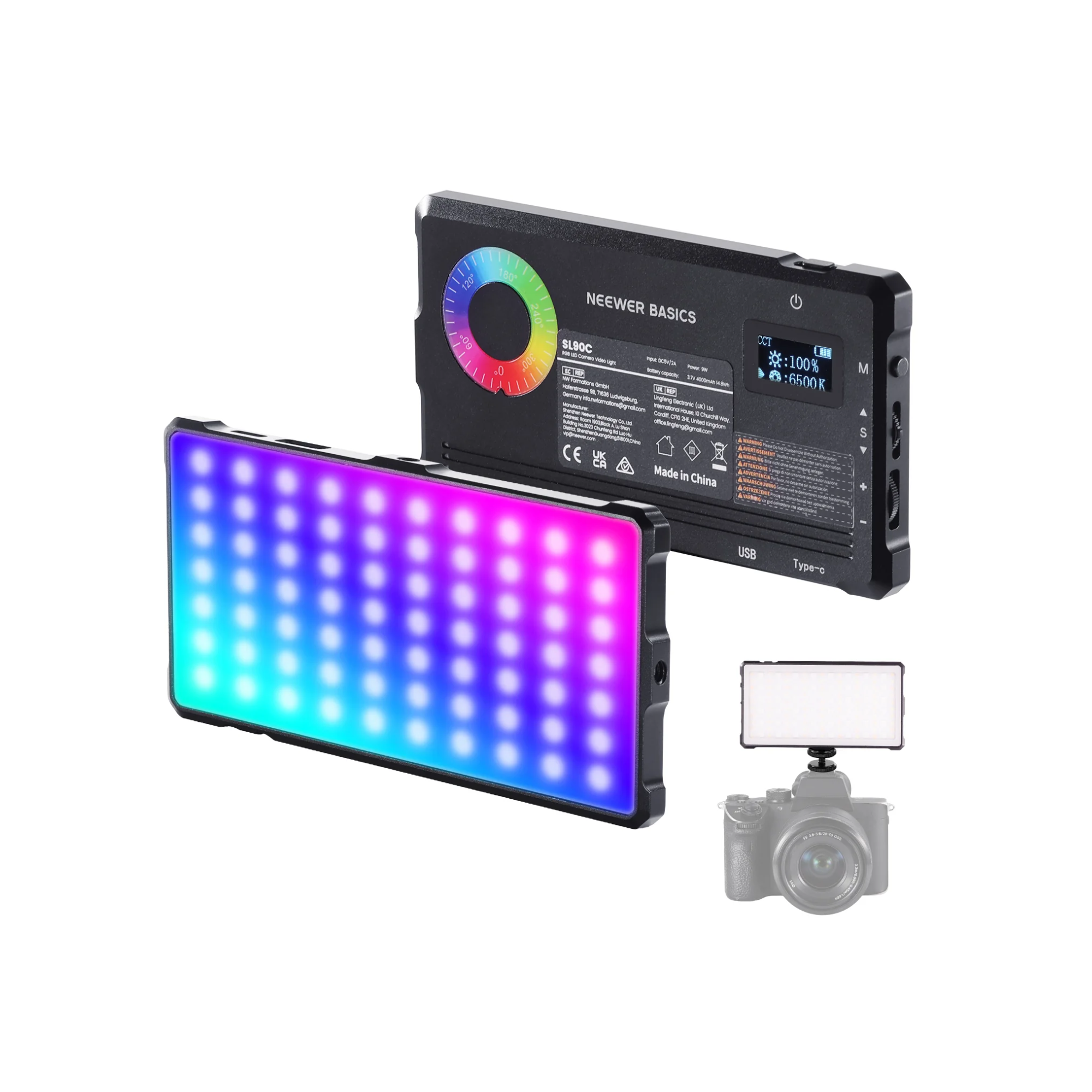 NEEWER SL90C mini Luz LED RGB con batería de 4000mAh