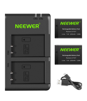 Neewer Paquete de 2 baterías de repuesto LP-E17 y cargador USB dual