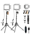 EMART Kit de luz de video LED con soporte para teléfono y barndoor de 2800-7000K