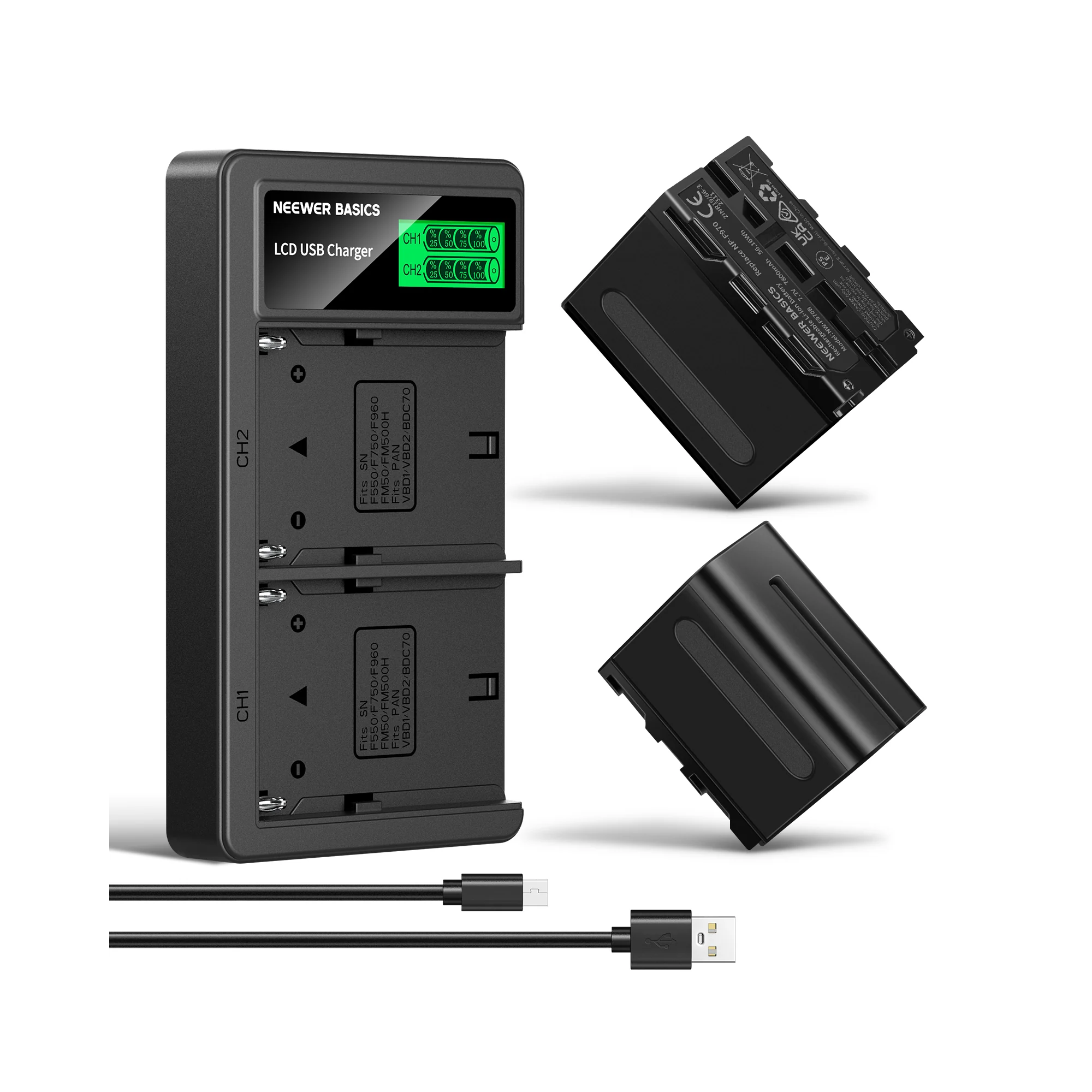 NEEWER NW-F970B 2 baterías de repuesto NP-F970 de 7800mAh