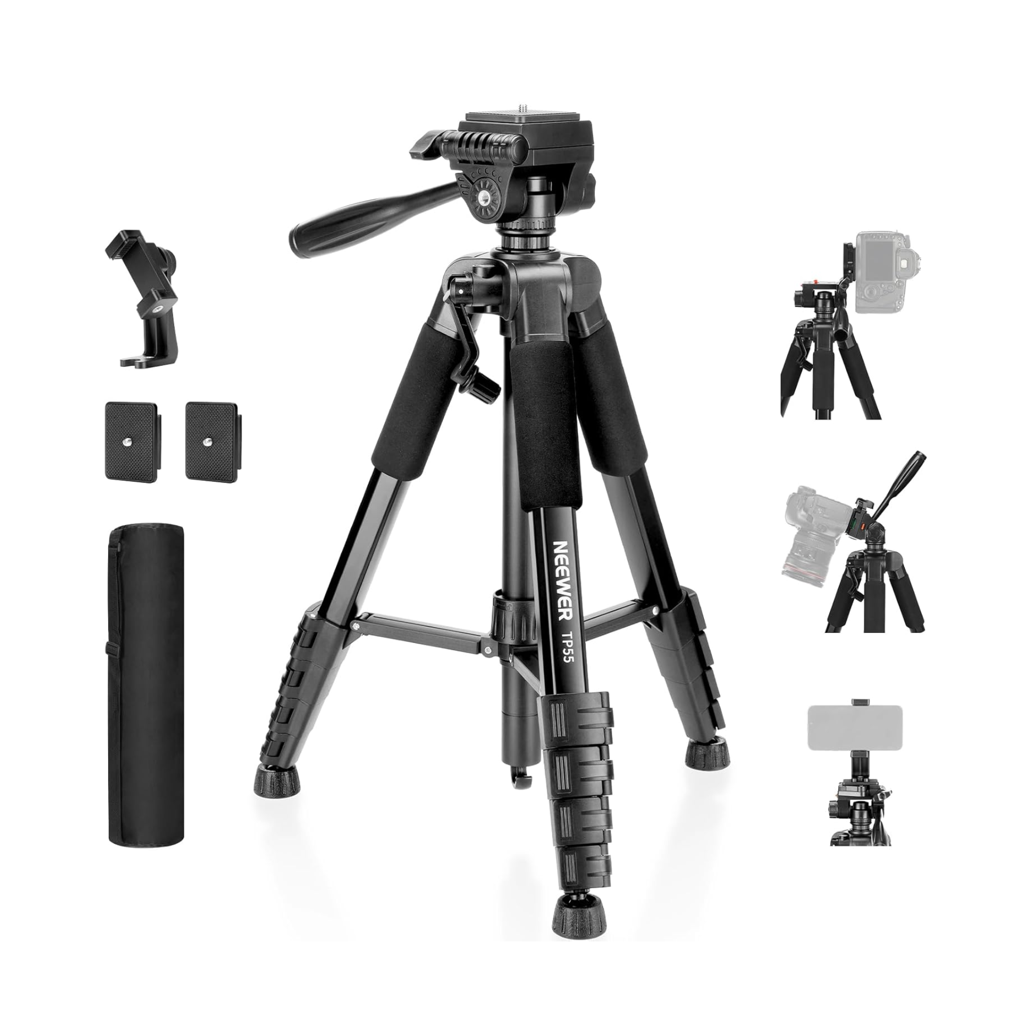 NEEWER TP55 - Trípode para cámara, trípode de 71 pulgadas con soporte para teléfono celular