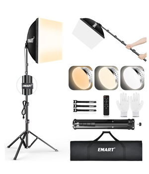 EMART Kit de iluminación Softbox, softbox de 16 x 16 pulgadas, bombillas LED 3000K-6000K