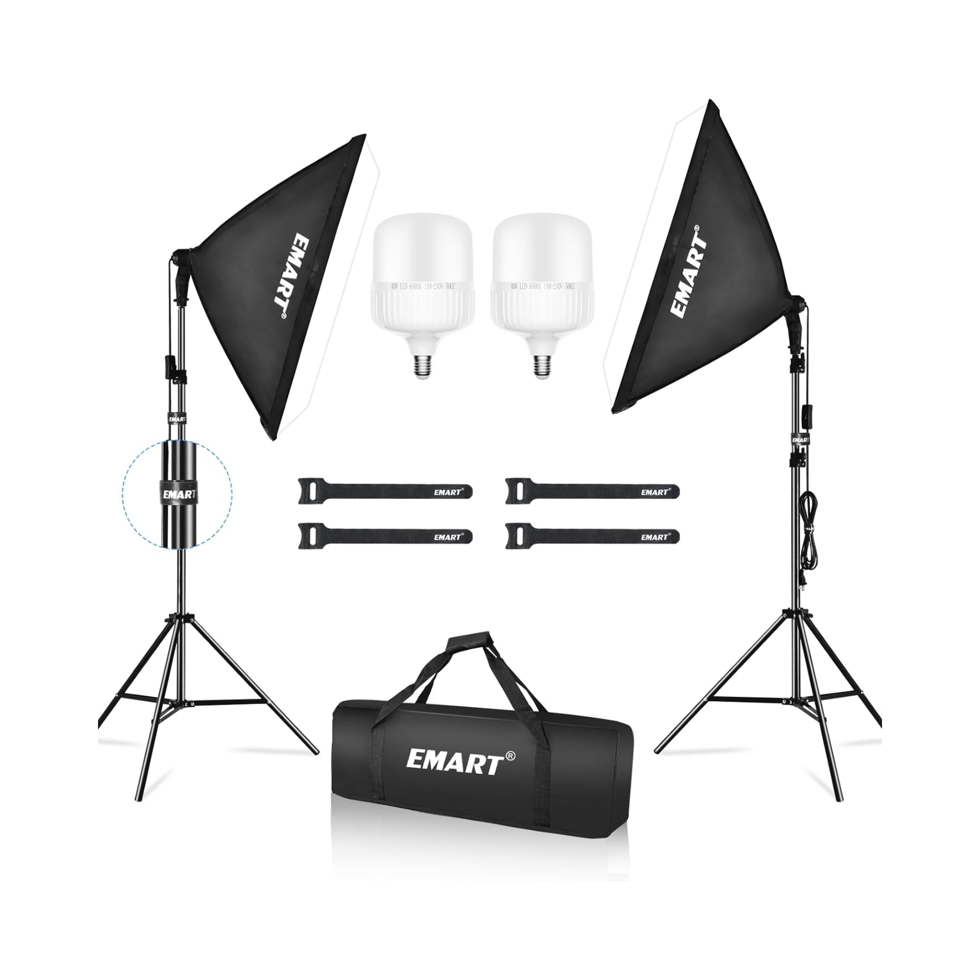 EMART Kit de iluminación Softbox, 20 x 28 pulgadas ( 50 x 71 cm ) / bombillos de 40 W