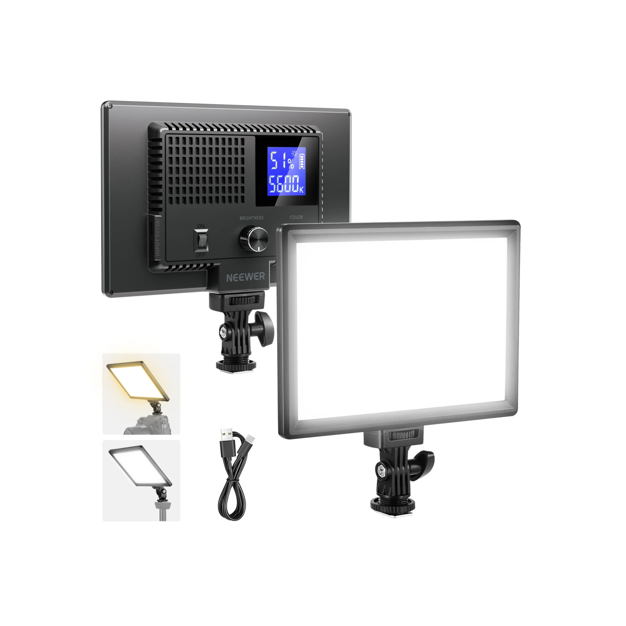 NEEWER NL-120B Panel de luz LED de 9 pulgadas, 3200-5600K, con batería de 4000mAh
