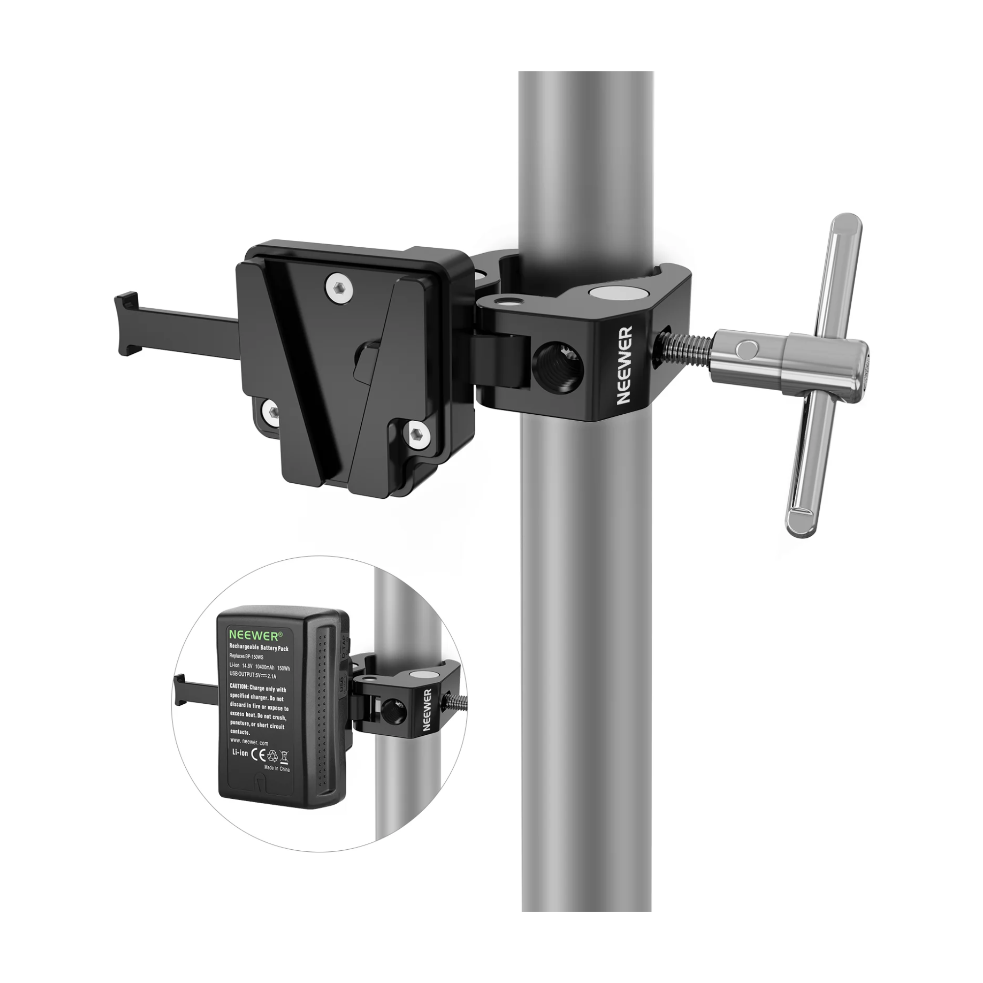 NEEWER PS006 Placa Mini V-Mount con Súper Abrazadera Tipo Cangrejo
