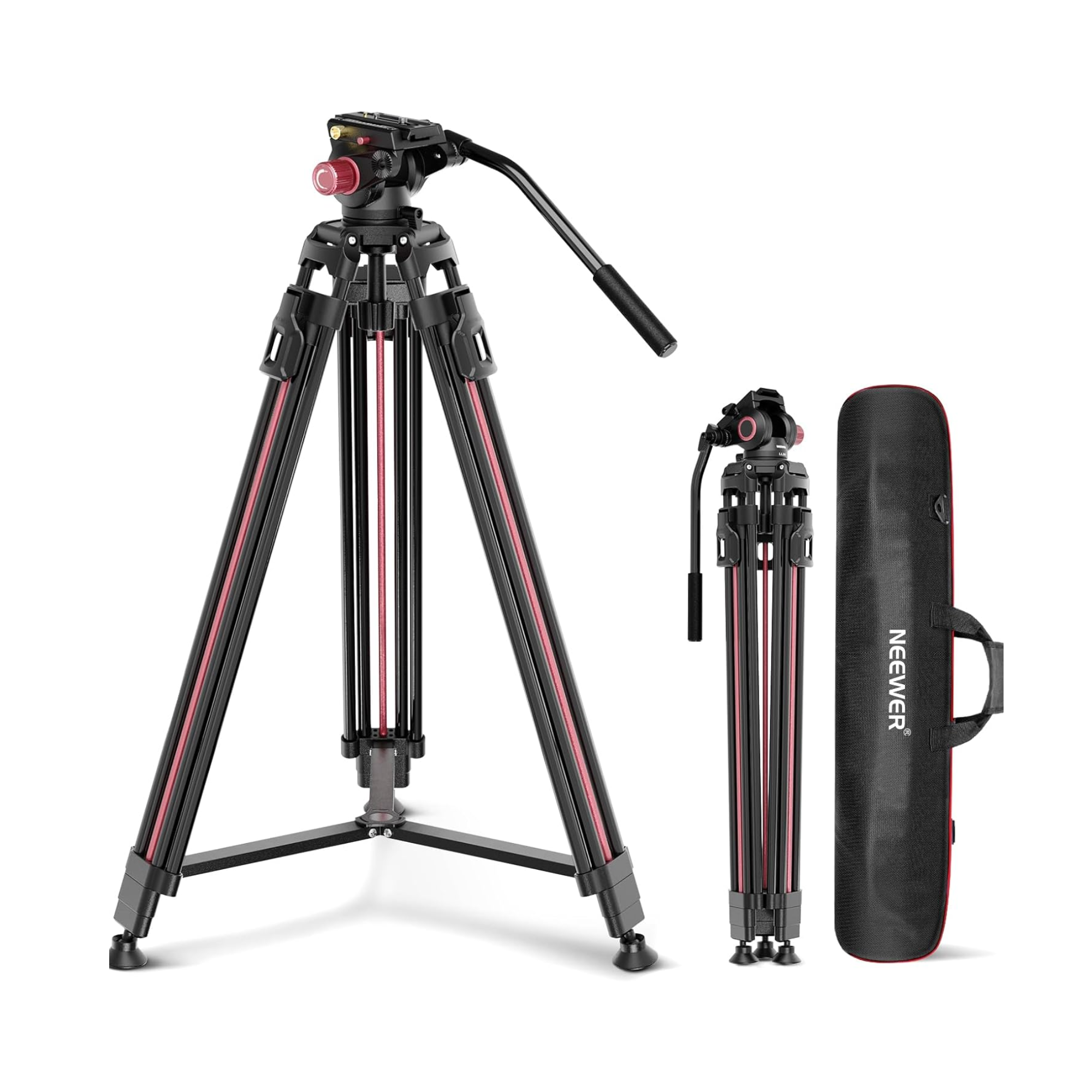 NEEWER LL38 Trípode de cámara de 79"/2m con cabezal fluido