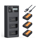 K&F CONCEPT Paquete de 3 baterías LP-E10 y cargador de batería para Canon