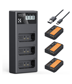 K&F CONCEPT Paquete de 3 baterías LP-E10 y cargador de batería para Canon