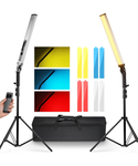 NEEWER Vara de Luz LED para Video Mejorada y Kit de Control Remoto 2.4G, Paquete de 2 Luces de Mano Regulables 3200K~5600K CRI97