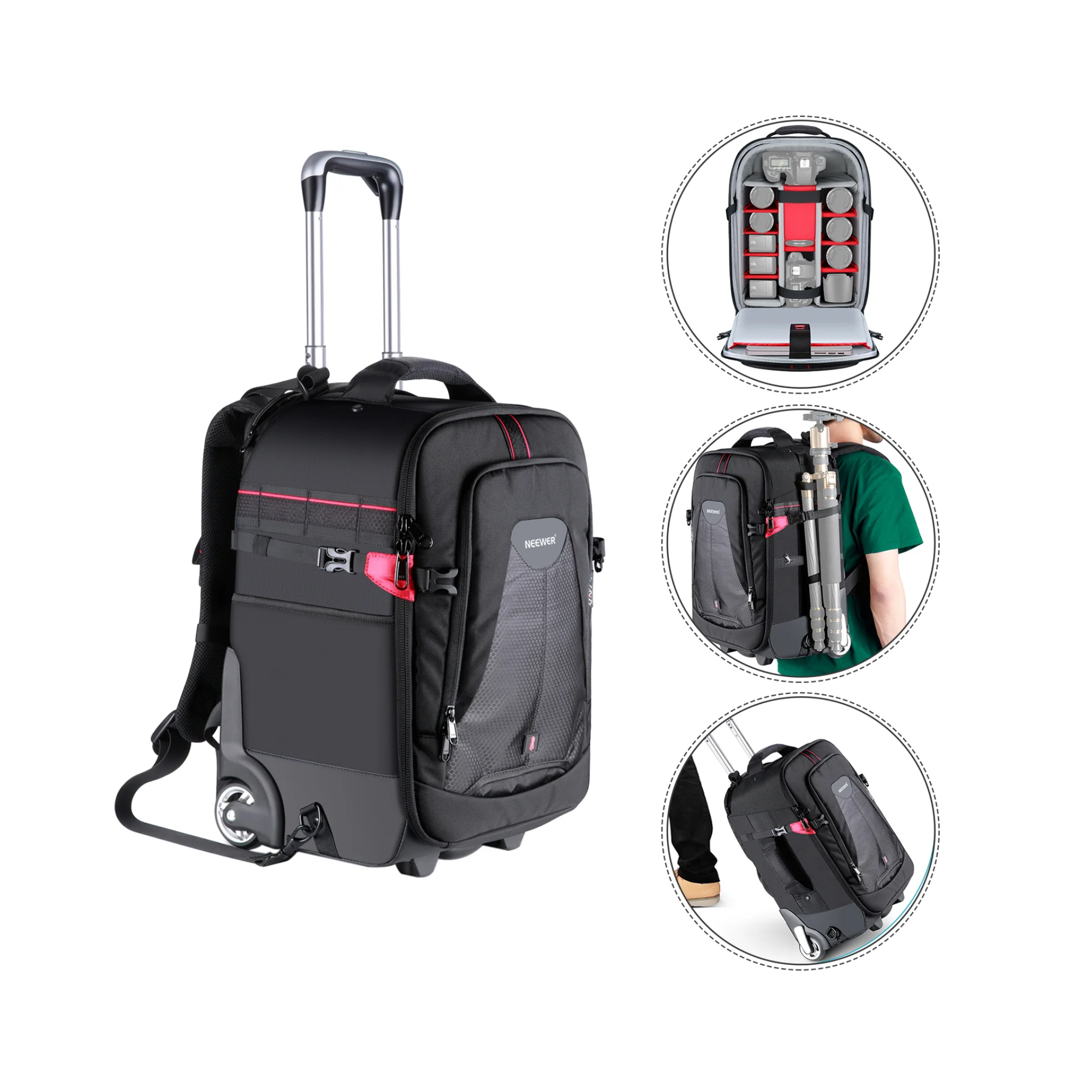 NEEWER NW-DA410T Mochila trolley 2 en 1 de 19.7" x 13" x 9.84"