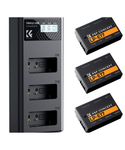 K&F CONCEPT Paquete de 3 baterías LP-E17 y cargador LCD de 3 ranuras