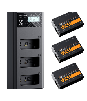 K&F CONCEPT Paquete de 3 baterías LP-E17 y cargador LCD de 3 ranuras
