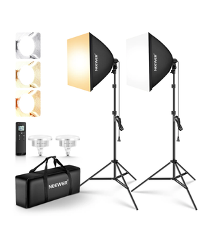 NEEWER NK103 Kit de iluminación Softbox de 24" x 24" / 60 x 60 cm, con bombillos de 45W a control remoto