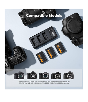 K&F CONCEPT Paquete de 3 baterías LP-E17 y cargador LCD de 3 ranuras
