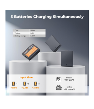 K&F CONCEPT Paquete de 3 baterías LP-E10 y cargador de batería para Canon