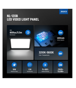 NEEWER NL-120B Panel de luz LED de 9 pulgadas, 3200-5600K, con batería de 4000mAh