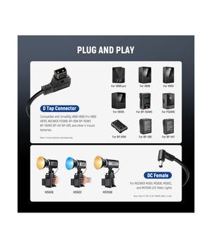 NEEWER NC010 Cable D-Tap a DC para luces LED MS60 / MS60B / MC60C / MS150B