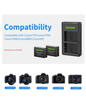 Neewer Paquete de 2 baterías de repuesto LP-E17 y cargador USB dual