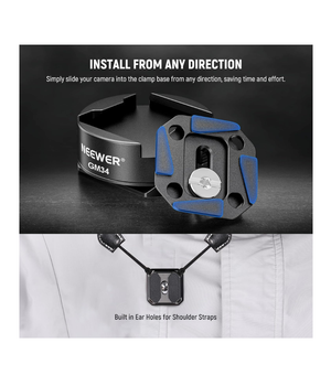 NEEWER GM34 Kit de placa de liberación rápida tipo Arca, adaptador de montaje de cámara DSLR de cuatro ranuras laterales compatible con Arca Swiss, roscas de 1/4 pulgadas y 3/8