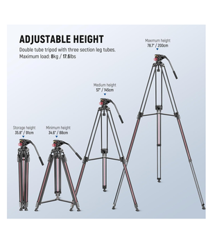 NEEWER LL38 Trípode de cámara de 79"/2m con cabezal fluido