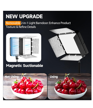EMART Kit de luz de video LED con soporte para teléfono y barndoor de 2800-7000K