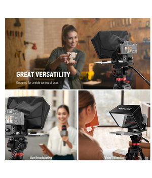 NEEWER Basics X12B Teleprompter elevable de aleación de aluminio de 12 pulgadas