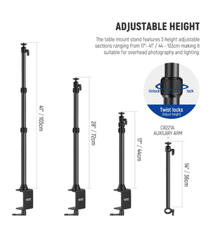 NEEWER TL253A+CR221A Soporte de escritorio para cámara con brazo de montaje y cabeza de bola de 1/4"