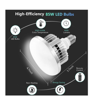 EMART Paquete de 2 bombillas LED E27 de 85 W para paraguas/softbox