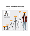K&F Trípode para cámara de 196cm, con Cabezal Giratorio de 3 Vías