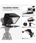 NEEWER Basics X12B Teleprompter elevable de aleación de aluminio de 12 pulgadas