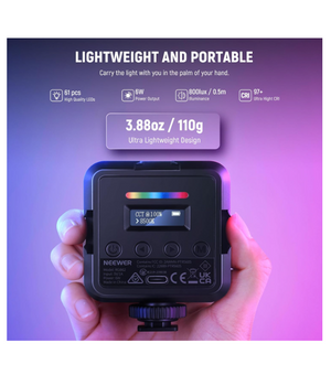 NEEWER Luz de video RGB magnética RGB62 con control de aplicación