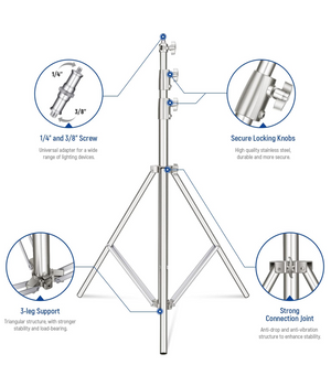 Neewer Soporte de luz de acero inoxidable de 9.2 pie /280 centímetros