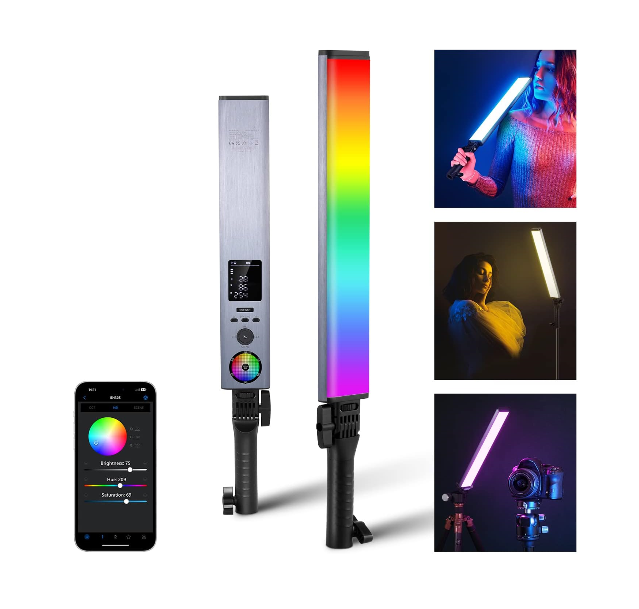 Neewer Luz LED RGB176 con control de aplicación – photostore.sv