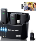 CZhiyang kit de 2 micrófonos inalámbricos Lavalier para Android, iPhone o iPad. conexion 2.4G