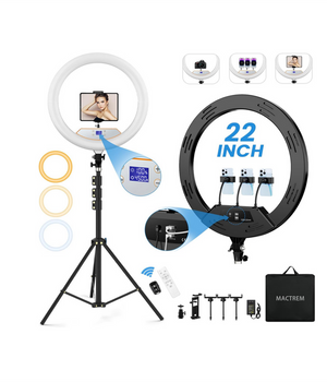 Aro de luz de 22 pulgadas con trípode de 75 pulgadas