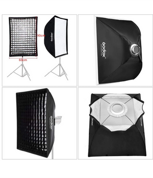 Godox Studio Softbox Speedlite, de 60 cm x 90 cm,  Luz de fotografía con rejilla Bowens