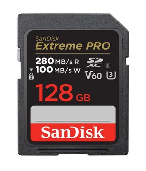 SanDisk Tarjeta de memoria Extreme PRO SDXC UHS-II de 128 GB - C10, U3, V60, 6K, 4K UHD, tarjeta SD