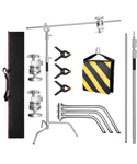Soporte C con brazo de pluma, soporte de luz de fotografía resistente, kit de soporte en C de acero inoxidable de 10.8 pies, pluma de 4.2 pies para cámara de luz de estudio y reflector