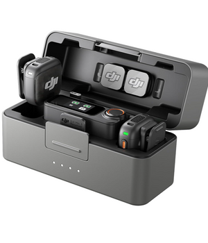 DJI Mic 3 (2 TX + 1 RX + estuche de carga), micrófono inalámbrico para iPhone/cámara/Android, ultraligero, control de ganancia adaptativo para un volumen equilibrado, antiinterferencias de doble banda