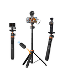 K&F Concept KF09.127V1 Stick para selfies con trípode de móvil de 62''/1,58m + adaptador GoPro y control