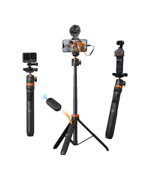 K&F Concept KF09.127V1 Stick para selfies con trípode de móvil de 62''/1,58m + adaptador GoPro y control