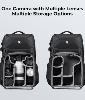 K&F Concept Mochila para Cámara de 20L compartimento para portátil y trípode de 15,6"