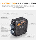K&F Concept KF34.036 Luz LED RGB Portátil 2500K-9900K CRI 96+ para Fotografía y Video