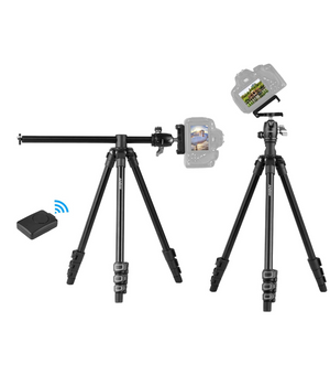 Andoer Trípode para cámara de montaje horizontal con soporte para teléfono y control remoto