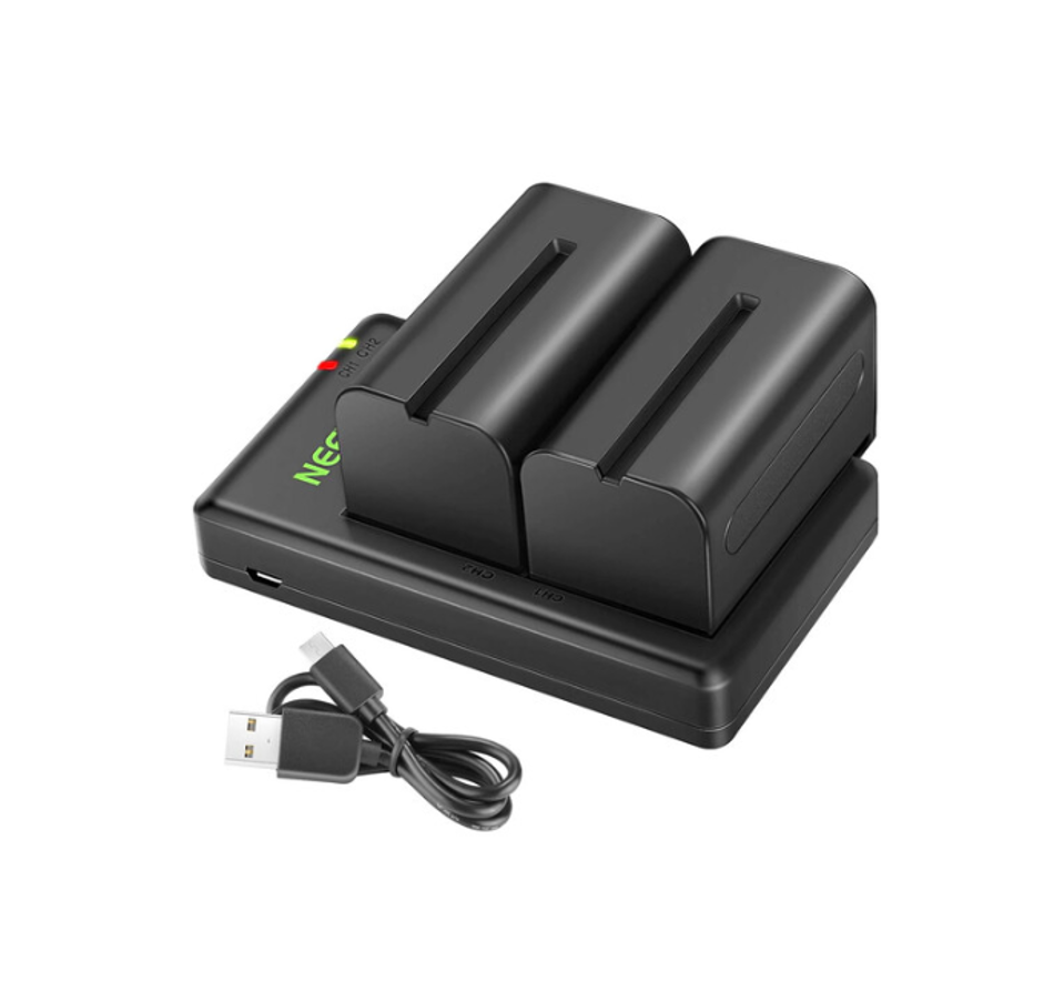 Kit NEEWER de Baterías Duales L-Series / NP-F750 5600mAh + Cargador Rápido USB Doble