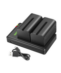 Kit NEEWER de Baterías Duales L-Series / NP-F750 5600mAh + Cargador Rápido USB Doble