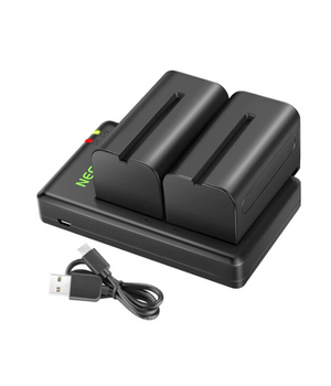 Kit NEEWER de Baterías Duales L-Series / NP-F750 5600mAh + Cargador Rápido USB Doble